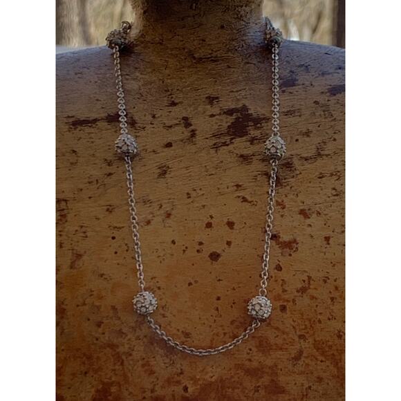 Nolan Miller Silver and Rhinestone Station Necklace - Picture 1 of 5